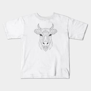 Intricate Bovine Beauty: Geometric Cow Art Kids T-Shirt